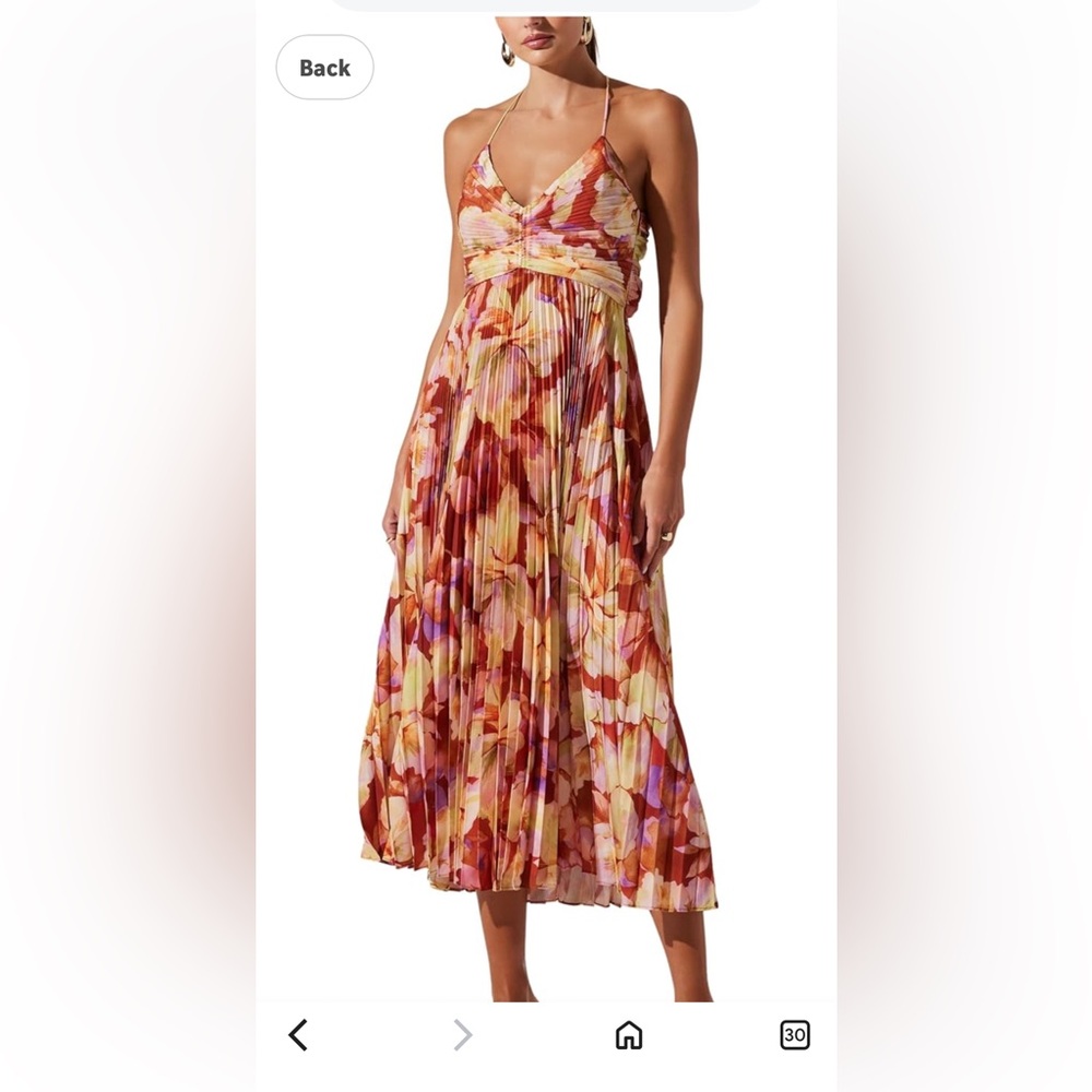 Floral Pleated Maxi Dress in Warm Multicolor